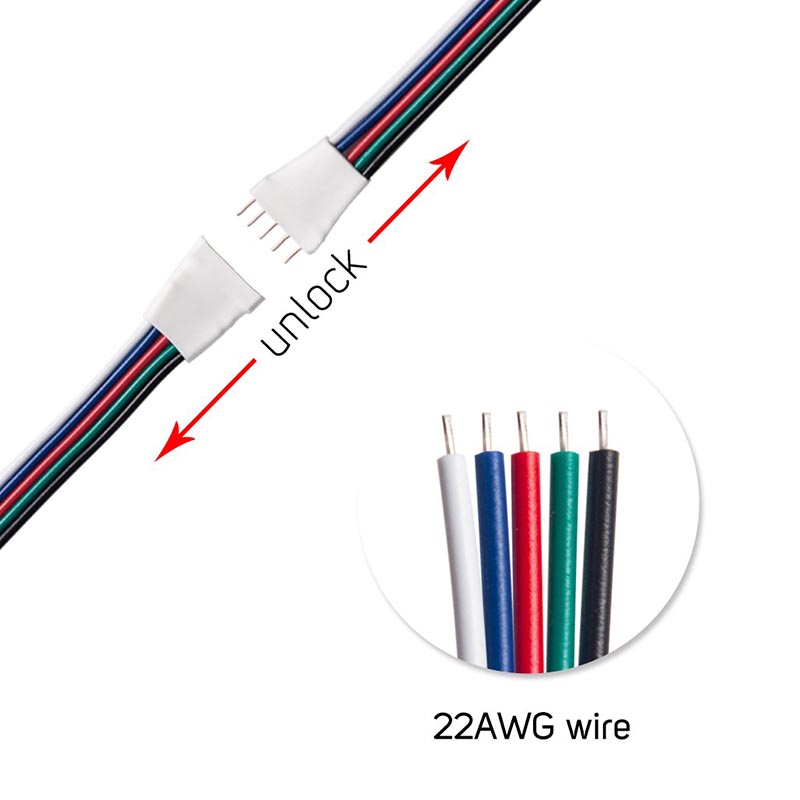 5pin Male/Female 15cm Connector Wire Cable for Flexible 5050 RGBW RGBWW LED Strip Light